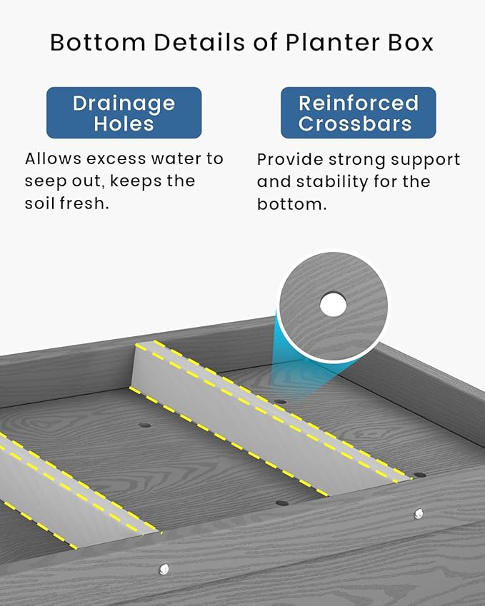 HDPE Raised Garden Bed with Legs Outdoor All-Weather Elevated Planter Box Raised Beds for Seeds Herb Flower Vegetable (Grey)