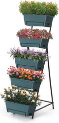 5 Tier Vertical Raised Garden Bed Planter Box Vertical Raised Bed with Drainage Holes for Indoor Outdoor Herbs Flowers Vegetables PlantsGreen