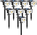 btfarm Solar Spot Lights Outdoor Waterproof 8 Pack/3 Modes Motion Sensor Lights Solar Powered Spotlights 2-in-1 Auto On/Off for Outside Pathway Yard Garden Landscape Lighting Cool White