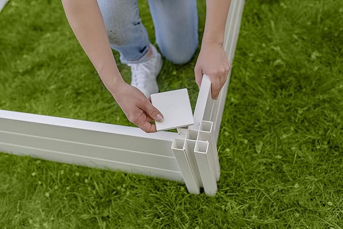Vita Classic 4 Foot x 4 Foot x 11 inch White Vinyl Raised Modular Garden Bed White PVC BPA and Pthalate Free VT17108