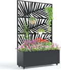 Garvee Metal Raised Garden Bed with Trellis and Wheels 71x47x16 Metal Planter Box with Trellis Privacy Screen for Climbing Plants Vegetable Vines Drainage Holes 15.8 Deep Planting BedBlack