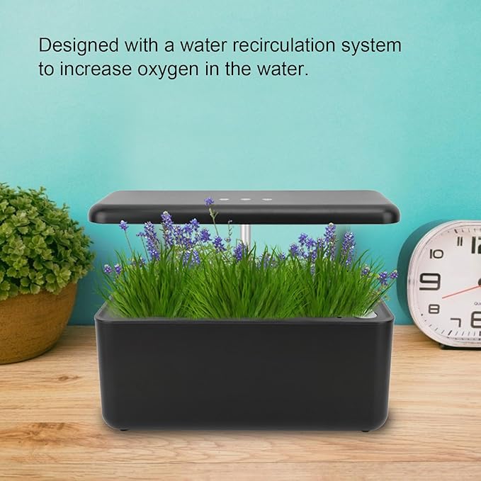 Hydroponics Growing System Kit 7 Pods Indoor Gardening System with 24W Full Spectrum LED Grow Light 3 Smart Light Modes (Black)