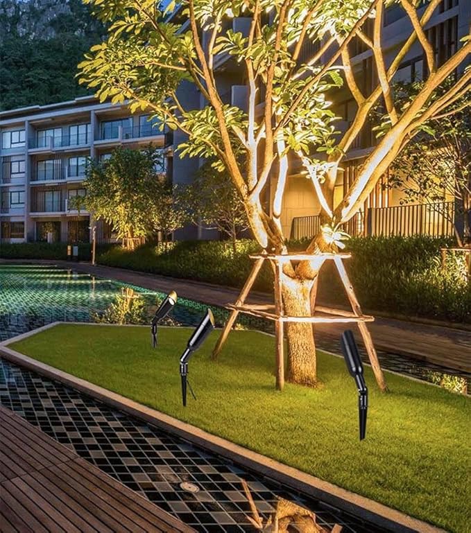 7/10/12/15/20/24W Outdoor Led Spotlight Waterproof Led Landscape Spotlights with Pointed Metal Grounding Pile Landscape Lamp Garden Outdoor Pathway Lighting/10W(M)/6000K White Light