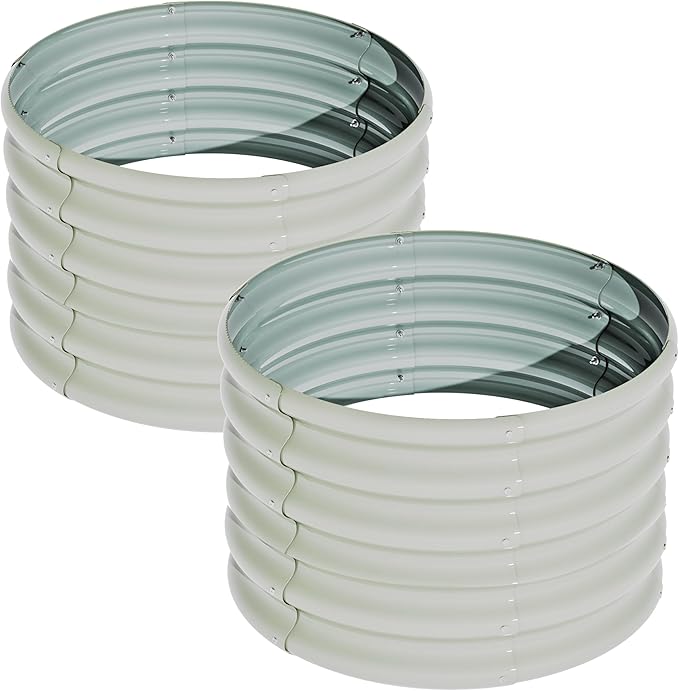 2x2x1.5ft-2pcs-Oval Raised Garden Bed Kit Galvanized Planter Garden Boxes Outdoor Metal Raised Garden Beds for VegetablesFruits FlowerBlack