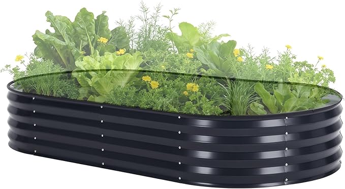 Galvanized Raised Garden Bed Kit w/Cover Ultimate Raised Beds Extra Deep Metal Planter Beds for Vegetables Outdoor Gardening with Reinforced Structure and Effortless Assembly