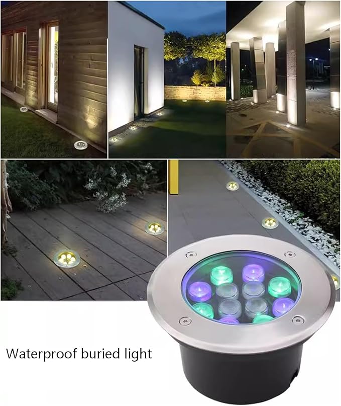 LED Ground Buried Light Recessed Underground Lights IP66 Waterproof Low Voltage Outdoor Embedded Spotlight for Garden Pathway Patio Deck Villa Landscape Light DC12/24V
