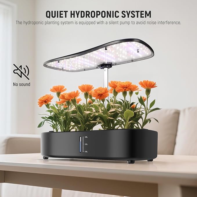 NEEWER Basics Hydroponics Growing System Kit with LED Plant Light/3 Growing Modes/12 Pods/Timer/LCD/Smart Quiet Pump Touch Light Planter for Herb Garden Vegetables Flowers Indoor Gardening HGS01