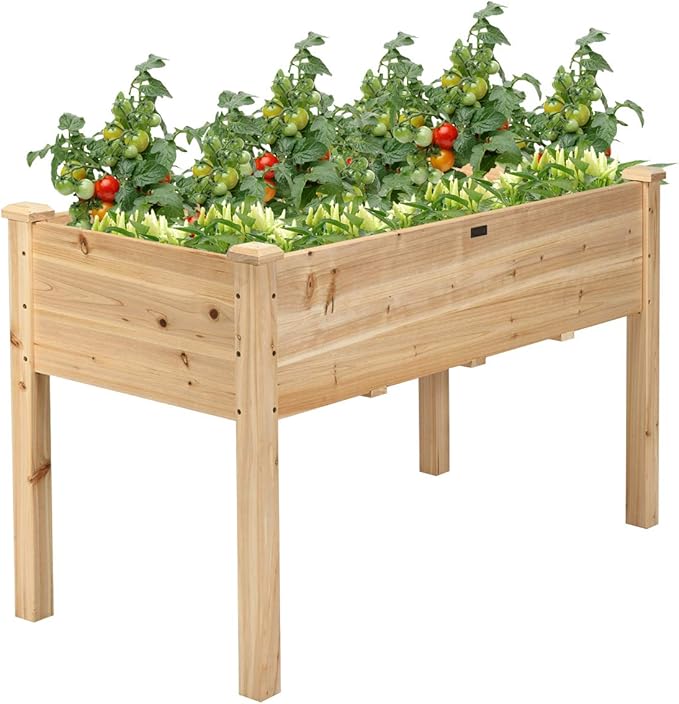 Giantex Raised Garden Bed Wood Planter Box with Legs Drain Holes Elevated Garden Bed for Vegetables Standing Garden Container Planter Raised Beds for Backyard Patio 49 Lx23 Wx30 H