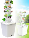 3/4/5/6 Floors - Hydroponics Tower Garden Hydroponic Growing Plant Hydroponics Tower - W/Hydrating Timer for Fruits VegetablesWhite-