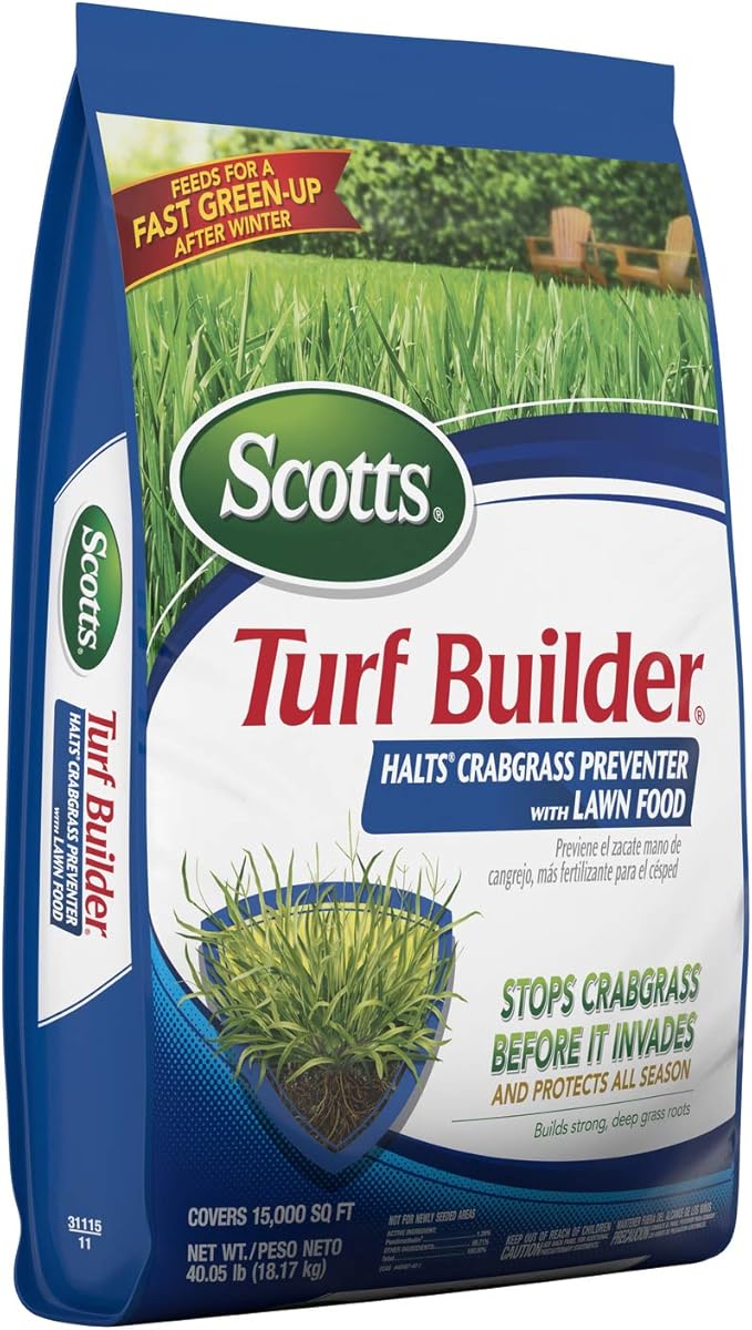 Scotts Turf Builder Halts Crabgrass Preventer with Lawn Food - Pre-Emergent Weed Killer Lawn Fertilizer 15000 sq. ft. 40.05 lbs. (2-Pack)