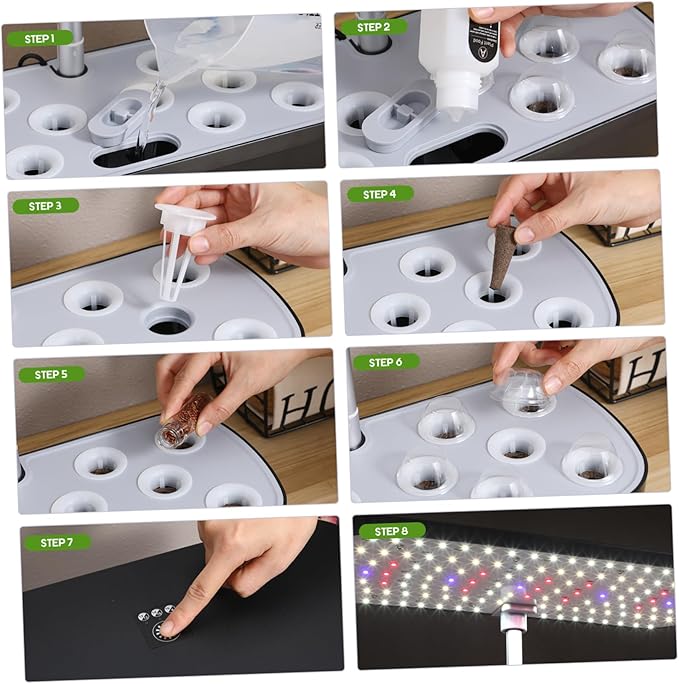 1 Set Hydroponics Growing System Kit Indoor Plant Growing Machine with Automatic Watering Multi Porous Design Abundant Accessories for Gardening US Plug