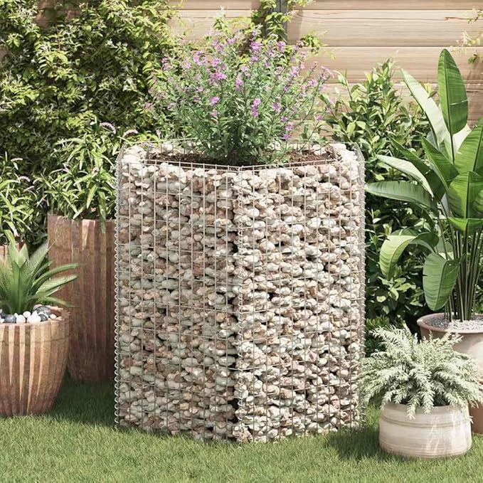 Gabion Raised Bed Silver Galvanized Steel 39.4x35.4x39.4 inch Hexagonal Planter for Outdoor Plants Durable Garden Bed Solution