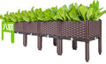 Elevated Planting Box Outdoor Planter Boxes with Legs Modern Rattan-Style Plastic Plant Stand Garden Raised Bed for Vegetables96x16x14/240x40x36cm