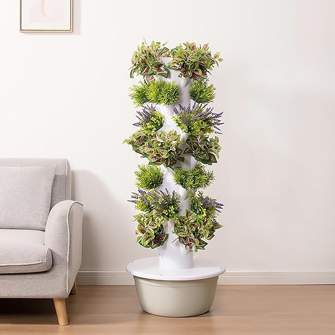 Hydroponics Growing System Hydroponics Tower Garden Tower Garden Hydroponics Growing Systemfor Indoor Herbs Fruits and Vegetableswith Hydrating Pump Adapter Net Pots Timer7th Floor