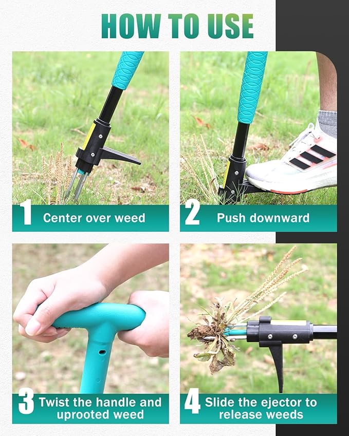 Breeze Touch 39 Weed Pulling Tool 3-Claw Detachable Weed Puller Tool with Long Handle Heavy Duty Stand Up Weeder Weeding Tool for Lawn Yard Garden Crabgrass Dandelion Picker Weed Remover
