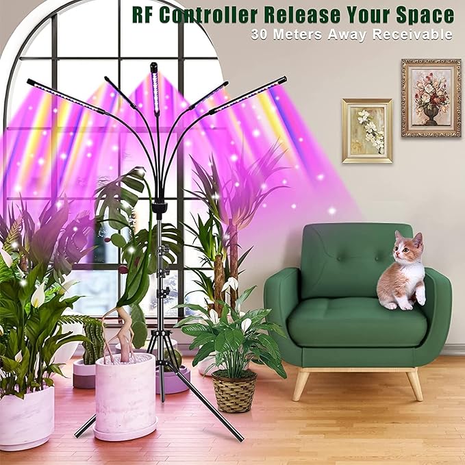 RUNAAJA LED Grow Light Full Spectrum with Adjustable Tripod Stand for Indoor Plants