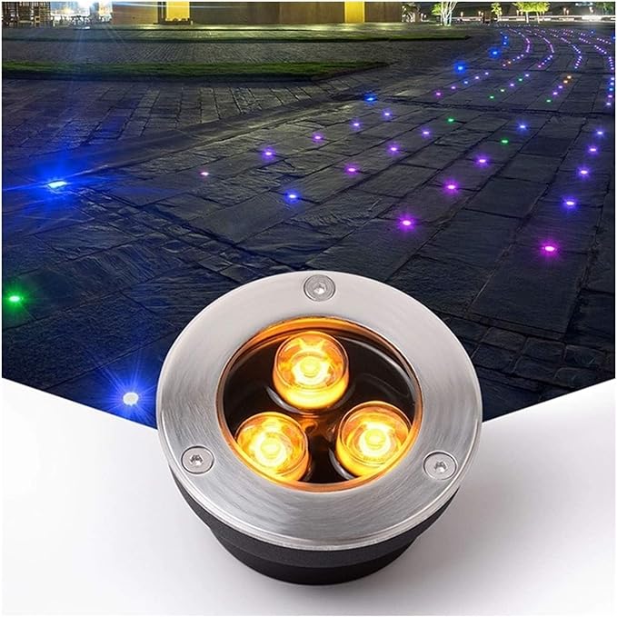 Outdoor Buried Lights Spotlight Low Voltage Landscape Lights IP67 Waterproof Ultra-Thin Recessed Ground Light Floor Lamp(Blue3W-(AC85-265V))