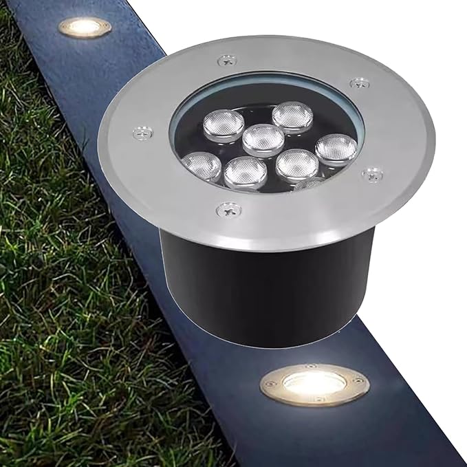 LED Underground Buried Lights - IP66 Waterproof 9W Garden Recessed Ground Light for Walkway Driveway Deck and Patio Landscape Lighting (AC85-265V Yellow)