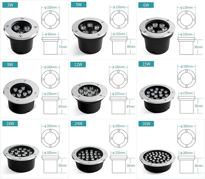 IP68 Waterproof Landscape Lighting - AC 24V Underground Light LED Round Ground Landscape Light Outdoor Buried Lights Outdoor Recessed Spot Light Beam Spotlight(Yellow Light9W)