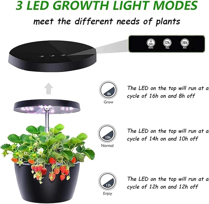 Hydroponic Growing System Plant Germination Kit with LED Grow Light Quiet Smart Pump Adjustable Indoor Herb Garden Kit for Home Kitchen
