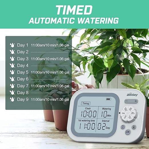 Automatic Plant Waterer Indoor Self Watering System for 15 Potted Plants Auto Drip Irrigation Kit Programmable Water Timer with Smart Humidity Detection