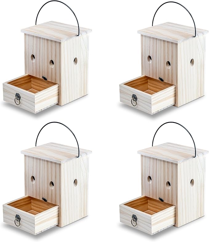 Carpenter Bee Traps for Outside 4PACK– Durable Weather-Resistant Eco-Friendly Wooden Wasp Trap for Outdoor Use