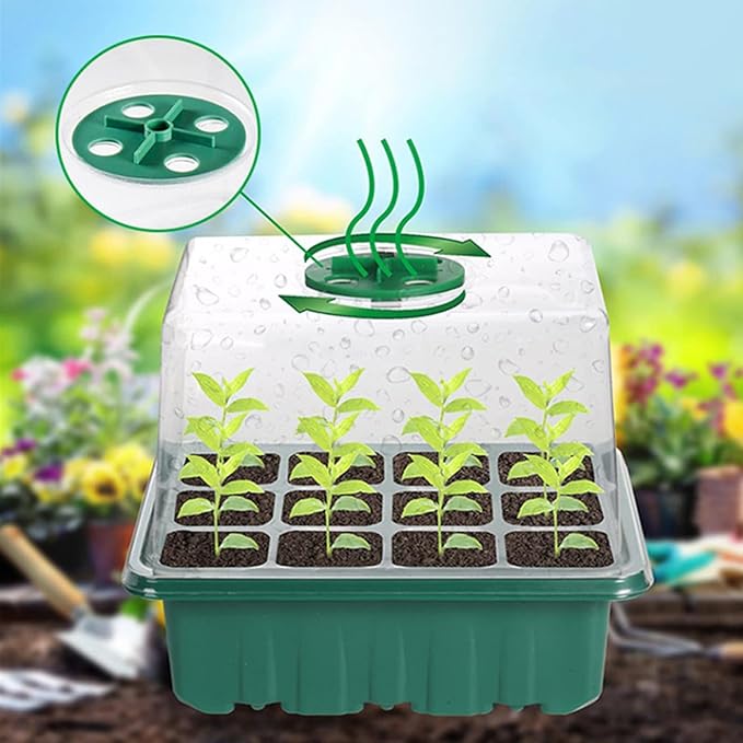 Plant Starter Kit with Full Grow Light 5 Brightness Levels USB Powered Transparent Tray - Adjustable Ventilation Efficient Growth Control Ideal for Indoor Gardening