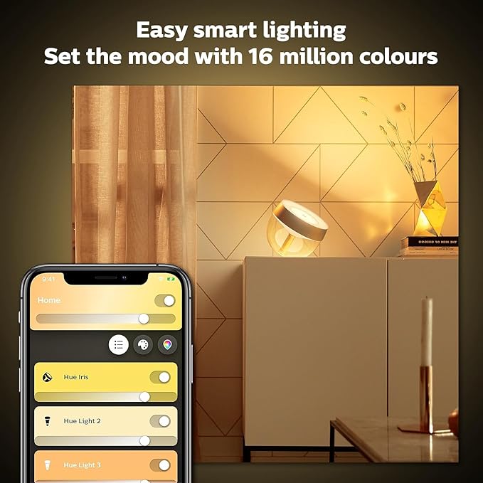 Philips Hue Iris Smart Table Lamp Gold - White and Color Ambiance LED Color-Changing Light - 1 Pack - Control with Hue App - Compatible with Alexa Google Assistant and Apple Homekit