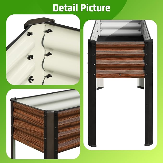 SnugNiture Raised Garden Bed with Legs 48×18×32in Outdoor Metal Elevated Raised Planter Box for Backyard Patio Balcony