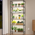 Plant Stand with Grow Light 6-Tier DIY Plant Shelf with Grow Lights for Seedlings Greenhouse Indoor 8 Pack 5000K 192W LED Full Spectrum Growing Lamp with Rack Wheel 29x13.5x73.5