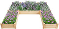 S AFSTAR Wooden Raised Garden Bed Divisible Planter Box Kit Outdoor Elevated Flower Planting Raised Bed Above Ground Planters or Vegetables Grass Lawn Yard Backyard Patio (92.5 L x 95 W x 11 H)