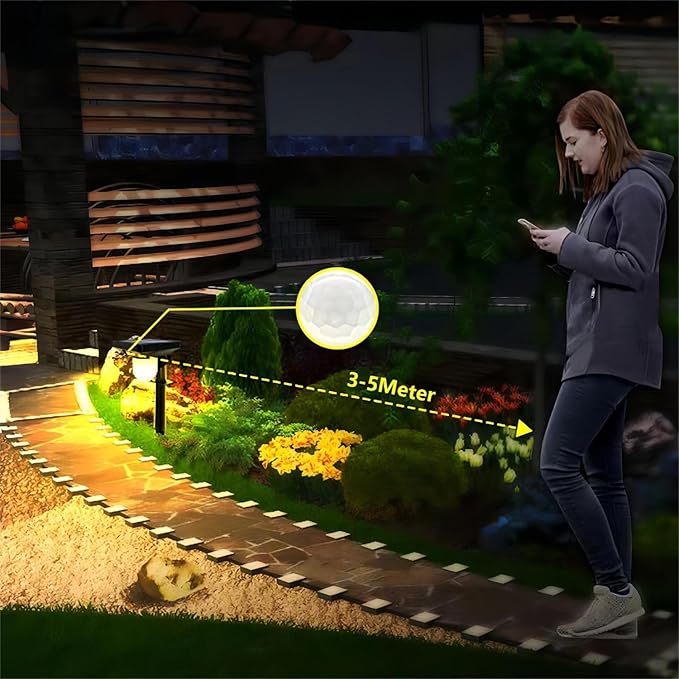 S NMT Super Bright Outdoor Solar Garden Lights Motion Sensor Pathway Light Landscape Lighting for Yard IP65 Waterproof Solar Powered Porch Lights Walkway Lawn Patio Garden Decor