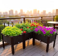 4-Tier Raised Garden Bed Elevated Planter Box with Legs Outdoor Garden Planter for Vegetables Herbs Flowers - Easy Assembly Drainage Holes Brown