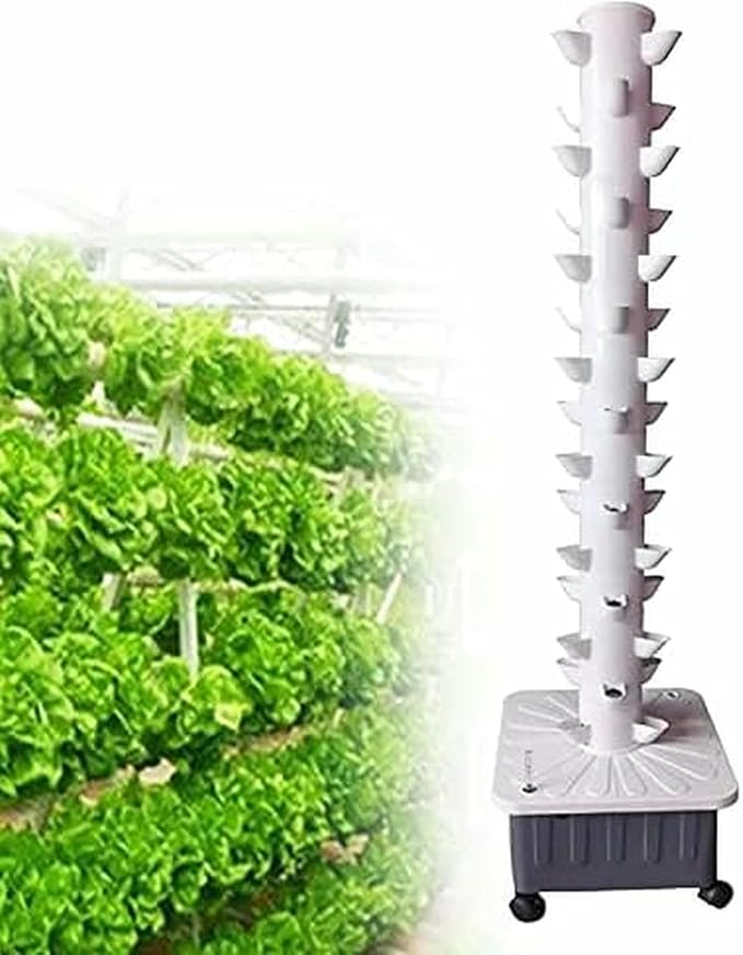 Hydroponics Tower Growing System Set 15 Floors 45 Holes Vertical Kit for Aquaponics and Hydroponic Gardening-*