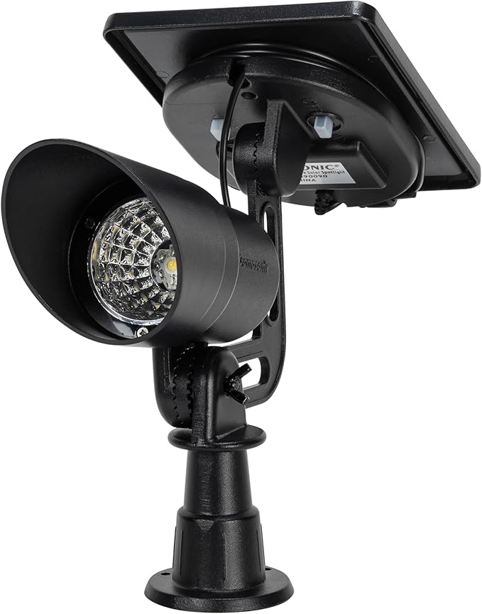 Gama Sonic Tri-Color Progressive Solar LED Spotlight with 100 Lumens Outdoor Black Cast Aluminum 3000K/4000K/5000K with Detachable Solar Panel (103i90090)