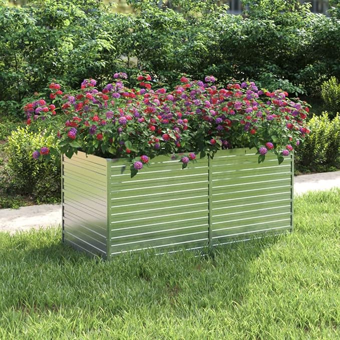 Garden Raised Bed 63x31.5x30.3 Galvanized Steel Silver