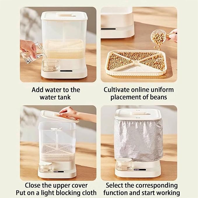 Automatic Sprouter Bean Growing Machine 3 Layers Home Smart Bean Sprout Machine with 1.5L Water Tank 360° Automatic Spray LED Display Tim