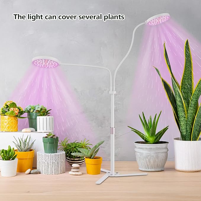 Super-Energy Tabletop LED Grow Lights 9.8-32Height Adjustable for Indoor Small/Medium Plants 6000K Full Spectrum with 3 Dimmable Model Auto On Off Timing 3 9 12Hrs 5 Brightness(Puck White)