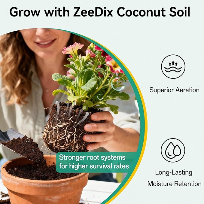 ZeeDix 200pcs(40mm) Coco Coir Pellets Potting Soil Indoor Plants Compressed Coconut Coir Soil Pellets Seed Starting Pellets Soil Discs for Planting Flowers Bonsai Herbs Plants and Vegetables