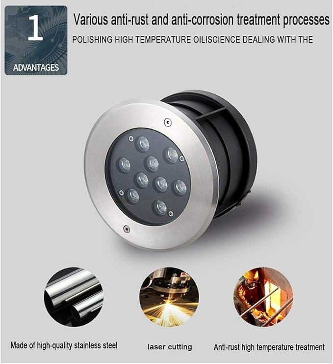 Recessed Underground Lights - Ground Landscape Lights 85-265V Round Anti-Glare Buried Lights/IP67 Waterproof Embedded LED Outdoor Floor Spotlight/Lawn Garden Villa Round Lighting Tree Light