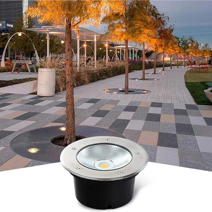 LED Underground Light 4 Pack Waterproof Spotlight IP65 Outdoor Landscape Lighting 5W 12V/24V/85-265V for Garden Stairs Holiday Decoration Driveway Pathway Lights (Yellow Light 24V)