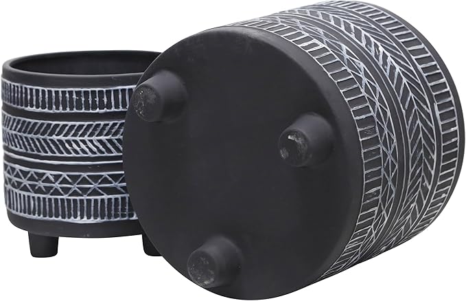 S2 Tribal Look Footed Planter 68 Black