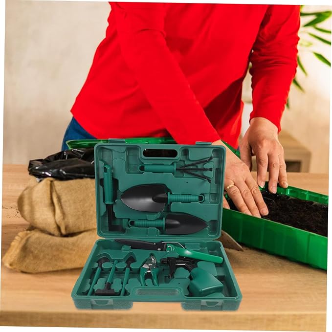 KESYOO 10-Piece Gardening Tool Set with Storage Case Compact Garden Tools for Planting and Pruning Includes Rakes and Shears for Effortless Garden Work
