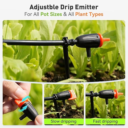RAINPOINT Easy-Setup Automatic Plant Waterer Indoor for Pot Plant Adjustable Water OutputBattery Powered Outdoor IP54 Waterproof Beginner-Friendly Drip Irrigation System Device Kit Water 10-15 Plants