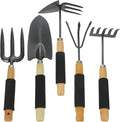 DOITOOL 5pcs Garden Hand Tools Set Rake Shovel Hoe and Fork for Planting and Weeding – Small Sturdy Gardening Supplies for Home and Outdoor Use