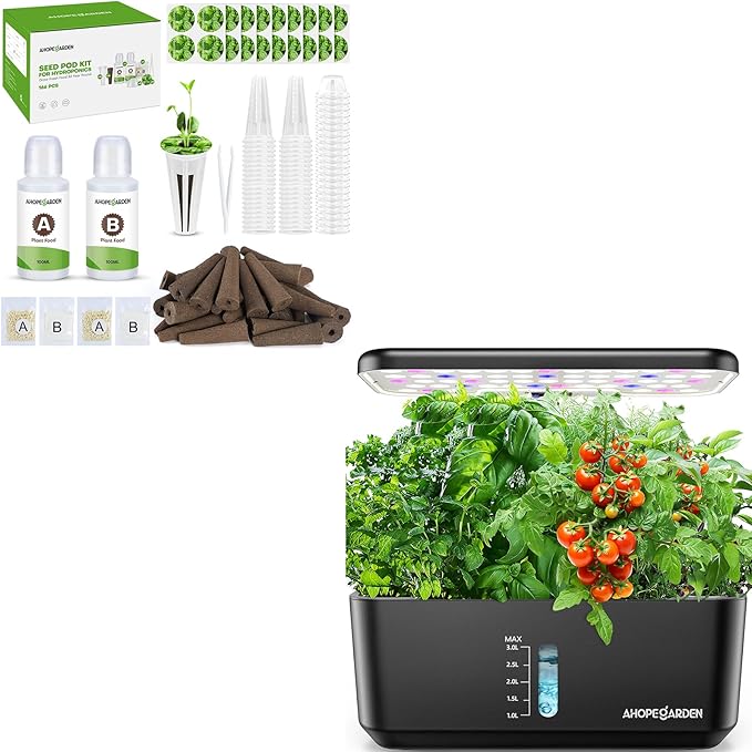 Ahopegarden Indoor Garden Hydroponics Growing System with Hydroponic Pods Kit
