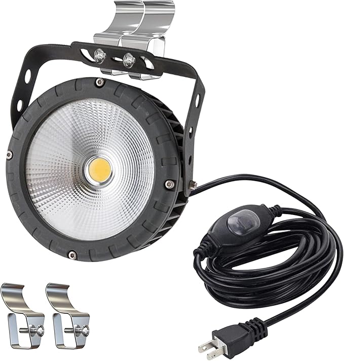 Kiven LED Indoor/Outdoor Waterproof Spotlight with 9.84 FT Plug-in Cord 15Watts Plug in Accent Light with Vinly Siding Hooks for Plants Porch GardenVinly Siding(Cool White)