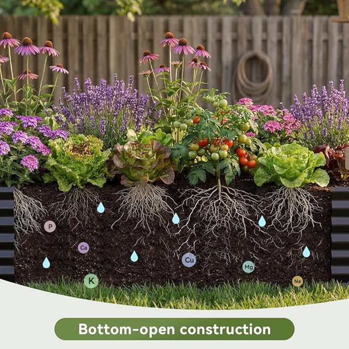 COMHOMA Galvanized Raised Garden BedLarge Metal Planter Box for Outdoor VegetablesCorrugated Steel Herbed Plants ContainerExtra Deep Gardeners Kits with Open Bottom (2 8x4x2FT)