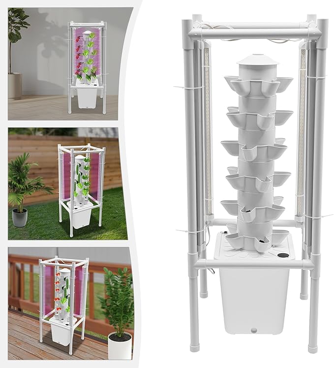 Indoor Hydroponic Growing System with LED Grow Lights - 4-Tier Vertical Garden Kit for 30 Lettuce Vegetables Herbs &amp Fruiting Plants - Perfect for Home Gardening