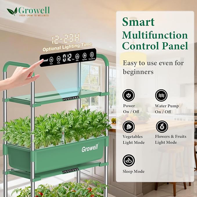 Hydroponics Growing System Kit 81 Pods Vertical Indoor Herb Garden with Smart LED Grow Light Auto Circulating Water Pump Each Tier 42L Hydroponic Gardening Systems for Ideal Gifts (Green)